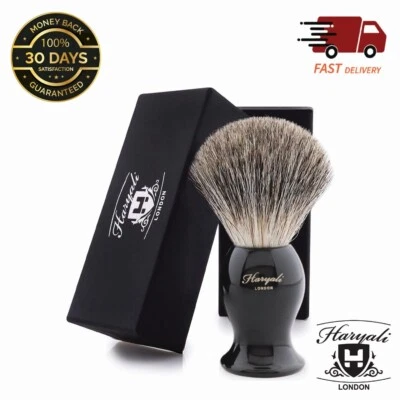 HARYALI LONDON Super Badger Shaving Brush for Men | 100% Pure Hair | Beard Lathering Tool
