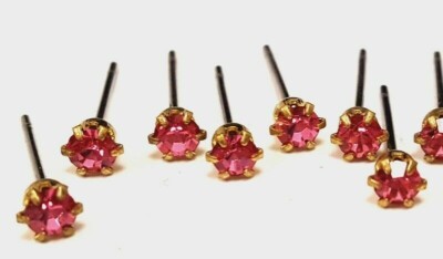 144 October Birthstone Rose 3mm. Rhinestone Stud Earrings - Wholesale Lot T838