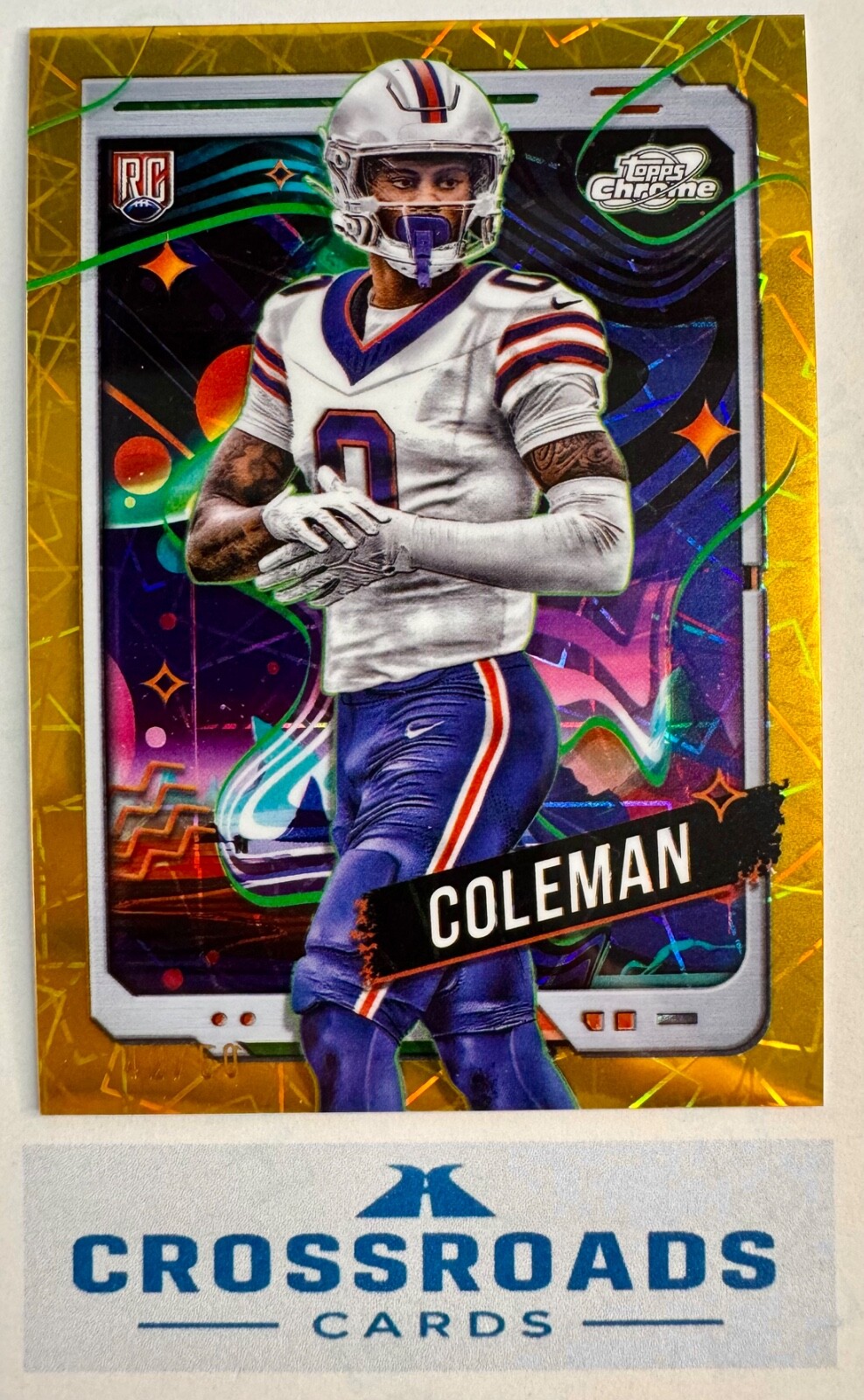 2024 Topps Chrome Cosmic RC 111 Keon Coleman Gold Interstellar Refractor 42/50