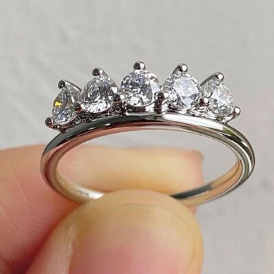 1.02 TCW Round Cut Moissanite Eternity Engagement Ring 14k White Gold Plated