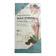 Gleebee Wax Strips – 60 Count, 2 Sizes | Hair Removal for Face & Body | New Seal