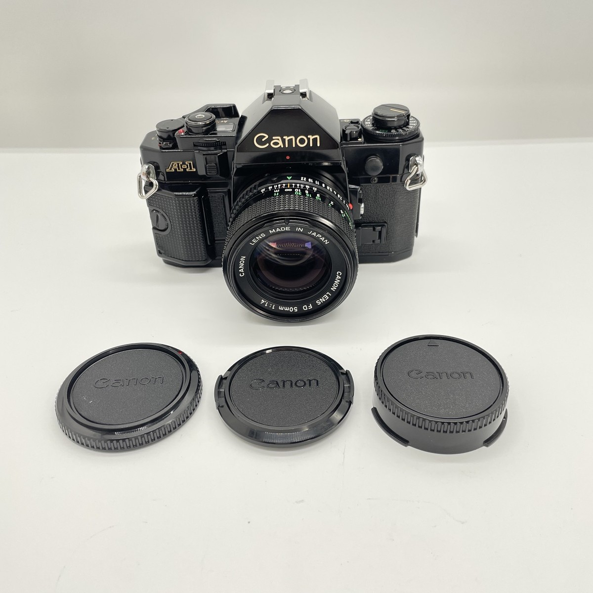 Exc+5 / Cap ] Canon A-1 Black SLR Film Camera NFD 50mm f1.4
