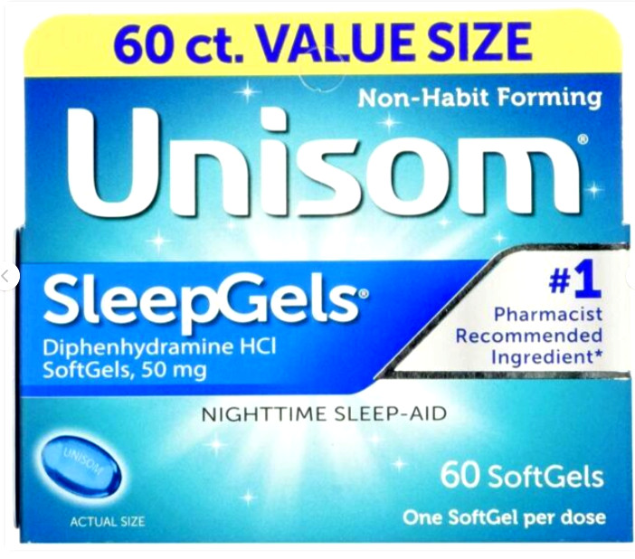 Unisom SleepGels Nighttime Sleep Aid 60 Softgels –Exp 02/2026 –Fast Sleep Relief