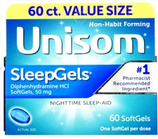 Unisom SleepGels Nighttime Sleep Aid 60 Softgels –Exp 02/2026 –Fast Sleep Relief