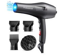 Professional Hairdryers for Women, 29m/s Fast Blow Dryer with 4 Attachments