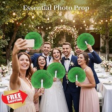 JOHOUSE 12 Green Folding Hand Fans Chinese Japanese Style Party Favors