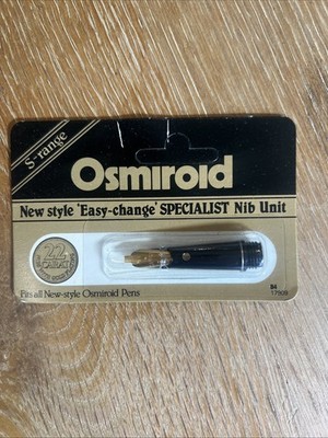 Vintage Osmiroid Easy Change Fountain Pen Nib Unit, 22 Carat Gold Plate Italic