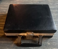 Vintage Black 16 Cassette Tape Case Storage Box Faux Leather Felt Black Inside