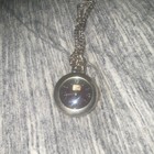 Tommy hilfigure Quartz Pocket Watch Silver Tone Matte Metal Case Open Face Chain — photo 2