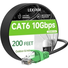 Cat 6 Ethernet Cable 200 ft High Speed 23AWG RJ45 Internet Cable for Outdoor ...