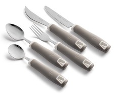 Adaptive Utensils 5-Piece Set Non-Weighted, Non-Slip Handles for Hand Tremors...