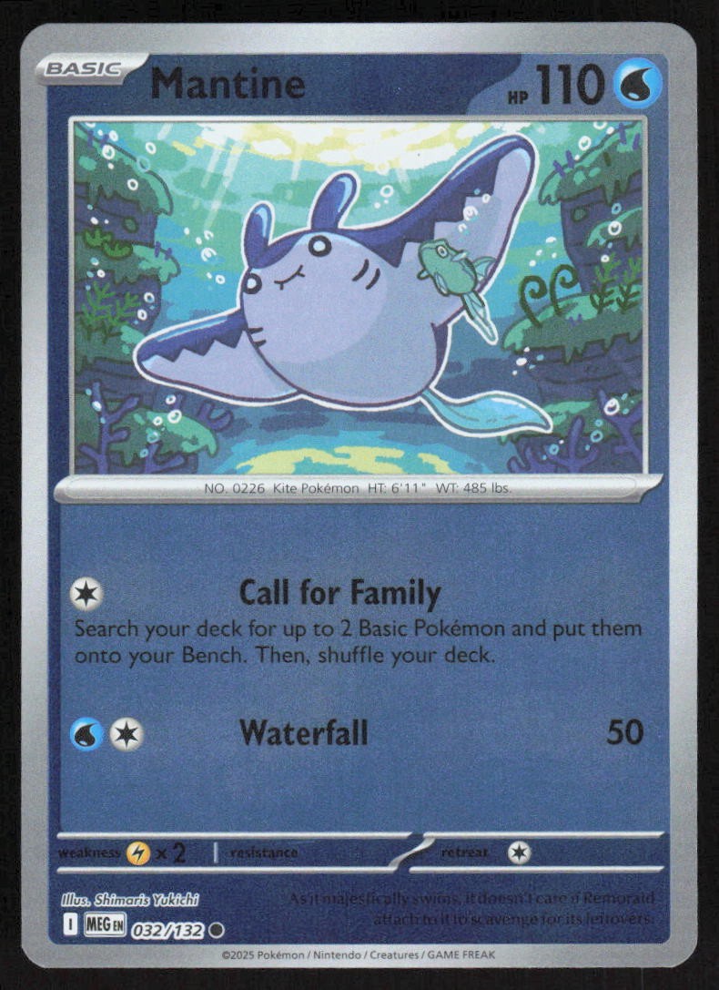Mantine Reverse Holo 032/132 NM ME01: Mega Evolution Pokemon Card