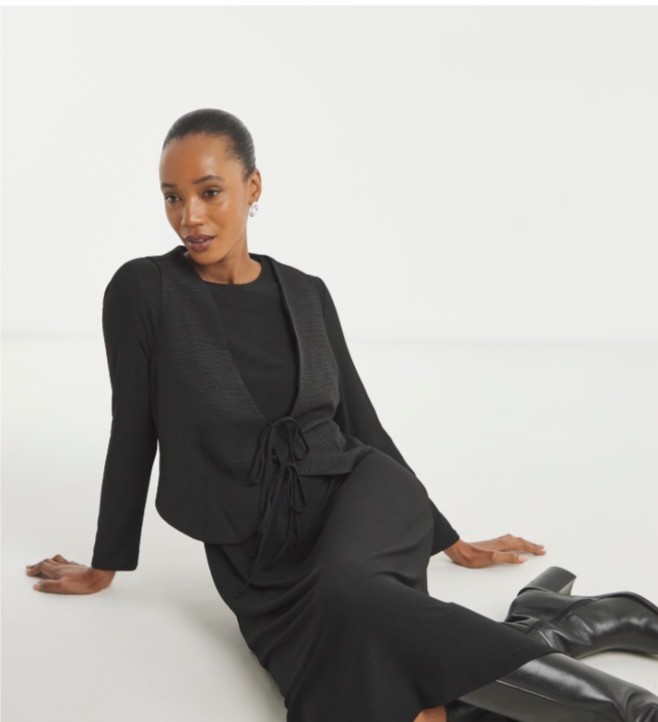 New Designer  JD Williams maxi black dress with waistcoat set UK 18-rrp£52