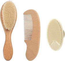 3 Pack Baby Brush and Comb Set Newborn, Silicone Cradle Cap Brush for Babies