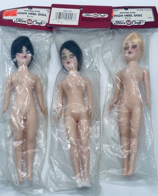 Vintage Fibre Craft 8  High Heel Doll MOVING EYES Lot of 3 Hong Kong
