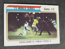 Sharp 1974 Topps #474 1973 World Series Game #3 (A's v. Mets) Baseball Card-EX