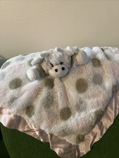 Little Giraffe Pink Gray Polka Dot Security Blanket/Lovey Pink Satin Trim
