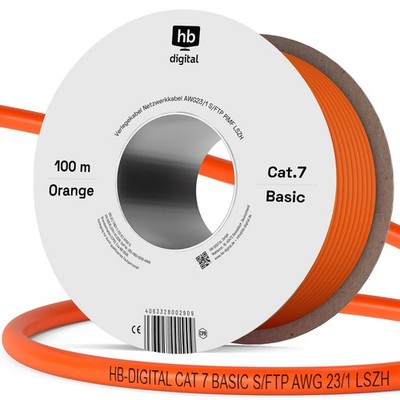 Cat7 kat Netzwerkkabel Verlegekabel AWG23 Daten Installation RJ45 LAN 100m BASIC