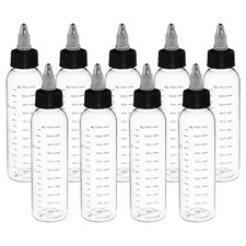 9 Pcs 110ml 4oz Plastic Dispensing Bottle with Twist Cap, Transparent/Black