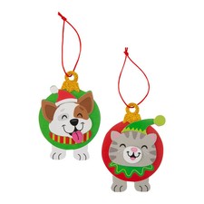 3" x 4" Christmas Pets in Ball Ornaments Foam Craft Kit - Makes 12