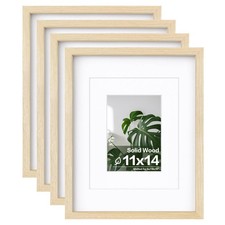 11x14 Picture Frames Set of 4, Made of Solid Wood Covered by Plexiglass 5x7 a...