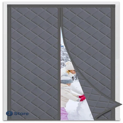 DIKER Magnetischer Thermovorhang 90x200cm Grau Isolierend