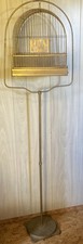 Vintage Hendryx Domed Wire Bird Cage With Stand MCM Home Decor Patina
