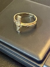 10K Gold Cross Crucifix Christian Catholic Ring - Size 5 2.5g