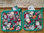 New Vintage 2 Charles Craft Quilted Potholders Cross Stitch Father Christmas  — photo 2