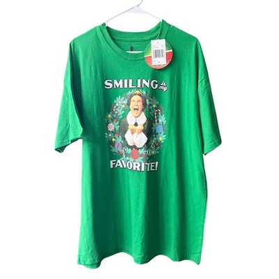 Elf ''Smiling is my Favorite!'' Graphic T-Shirt Size XL Green ELF the Movie