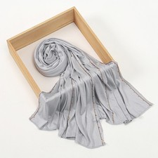 Muslim Headband Fashion Solid Color Long Muffler Hot Drill Hijab Elegant Turban
