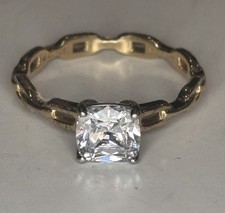 Vintage Y2K Ring Gold Tone Chain Band Clear Glass Crystal Size 9