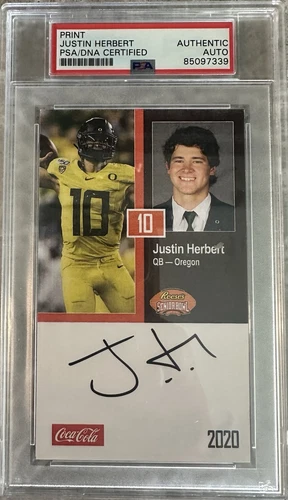 2020 Justin Herbert Reeses Senior Bowl Auto PSA Certified