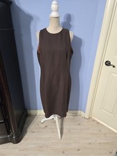 ULTIMA Paris New York Size 18 Brown Sleeveless Sheath Dress Lined Midi