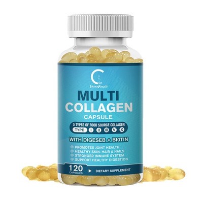 120 Capsules Multi Collagen Peptides-Type I,II,III,V,X Anti-Aging Collagen Pills