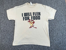 VTG Looney Tunes Tasmanian Devil T-Shirt Adult Large Beige Flex for Food Print