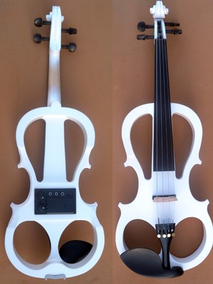white 4 string 16 inch Electric Silent Viola Natural wood Free Case+Bow #EV