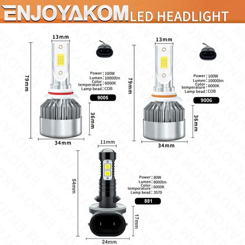 For Hyundai Sonata 1995-1996 6x LED Headlight Kits Bulb High Low Beam+Fog Light - Picture 6 of 11