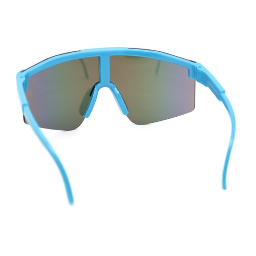 Boys Kids Rimless Color Mirror Neon Wrap Curved Sport Sunglasses - Picture 16 of 21