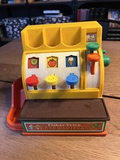 VINTAGE 1974 Fisher Price CASH REGISTER 926 with 2 Coins Works As Should