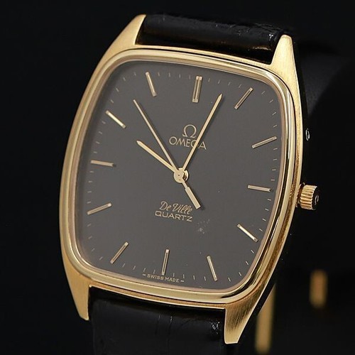Vintage 1982 Omega De Ville Cal.1365 Black Roman Dial Quartz Men's No work