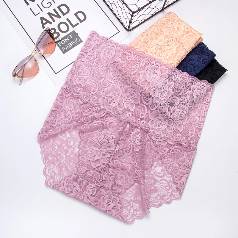 Women Lace Panties 3Pack Plus Size Underwear High Waist Knicker Lingerie Female - Image 4 of 4