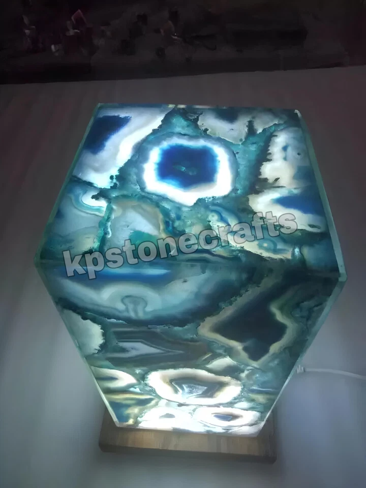 Lámpara de piedra de ágata azul, lámpara de geoda moderna para comedor, regal... - Imagen 2 de 4