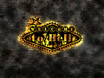 Welcome to Hell LED Anabolika Buch Schild Fitness Matte  Poster Fitness Studio 