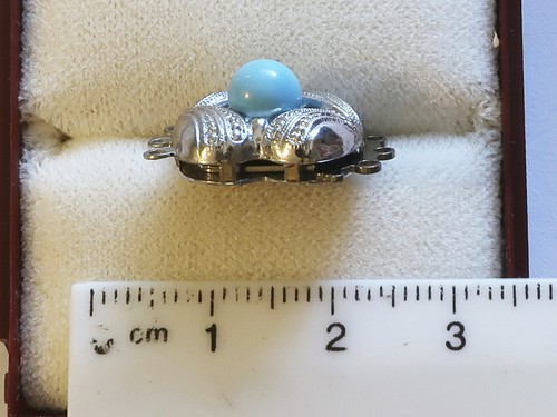 3 reihige Ketten-Schließe, mit türkisfarbener Perle, echt Silber 835 - Picture 3 of 4