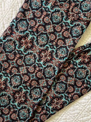 LuLaRoe Leggings OS Orange Mint Green Teal Floral Damask 2017 Fleur de Lis