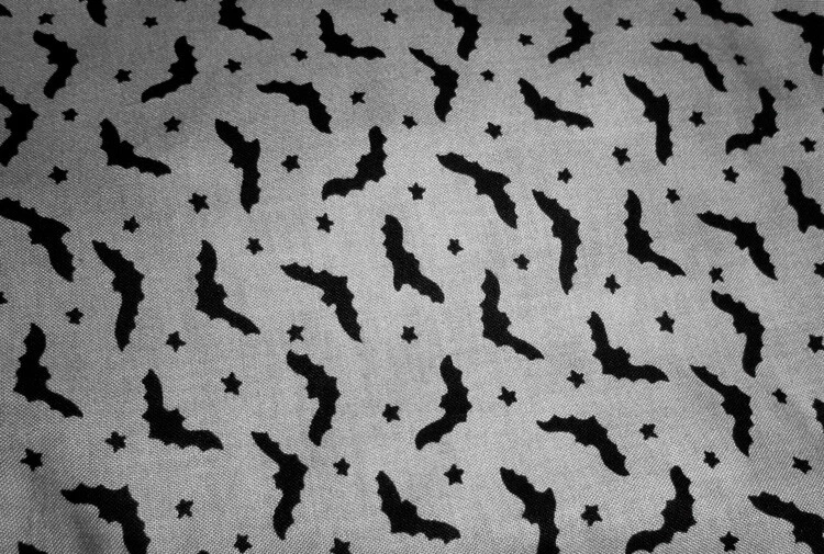 Small Bats & Stars Print Black & Gray Cotton Fabric Japan  Moonlight Manor F - Image 2 of 4