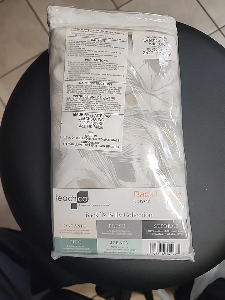 LEACHCO BACK 'N BELLY Elegante Cubierta de Repuesto Embarazo/Bebé Totalmente Nueva Foto 4 de 4