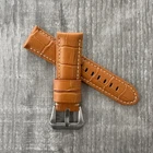 For OFFICINE PANERAI 24mm Lug PAM Watches Orange Grain Leather Watch Strap Band