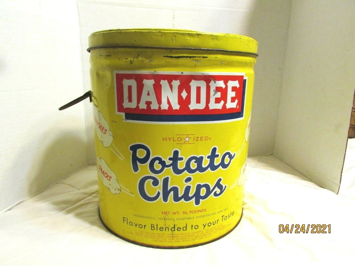 Vintage Dan Dee Potato Chip Can Handle 1 1/2 LB TIN CLEVELAND OHIO